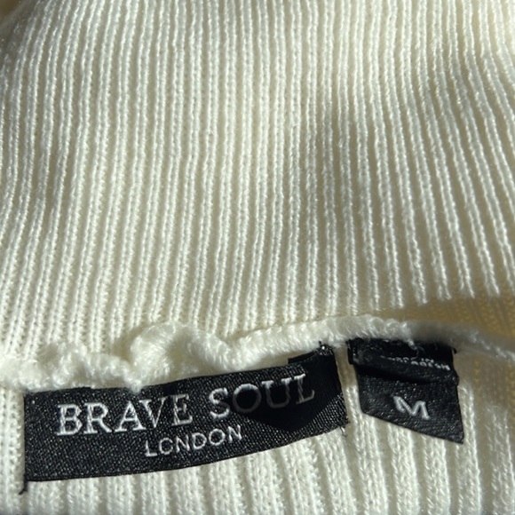 Set of 2 Dresses! Turtleneck Midi Brave Soul London Fitted Ribbed White & Black - Picture 6 of 12